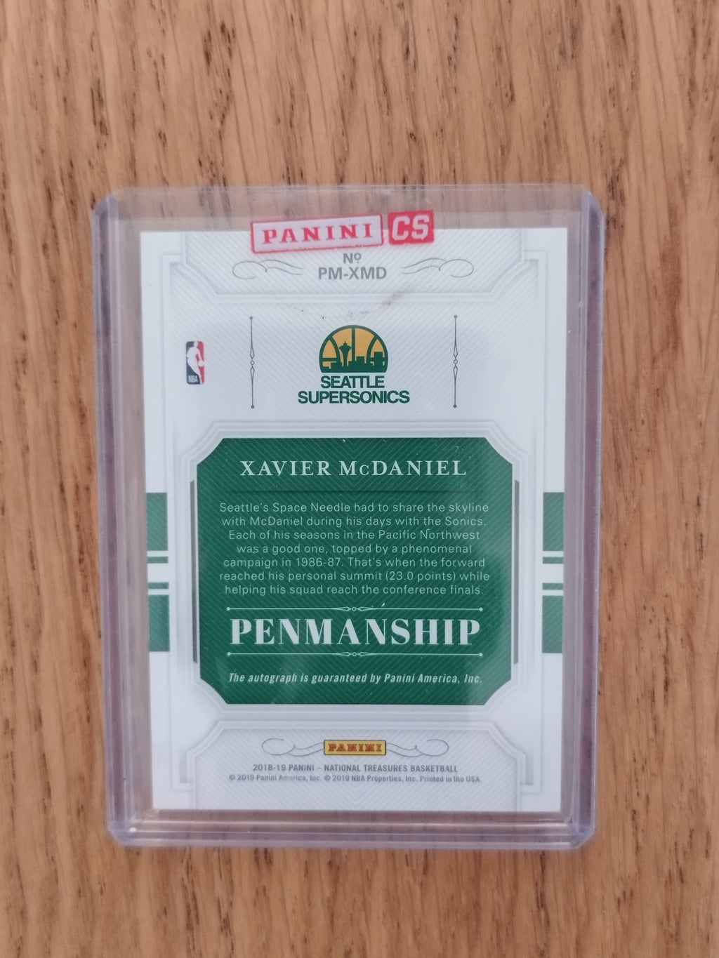 Xavier McDaniel — 2018-19 Panini National Treasures Penmanship Auto /25