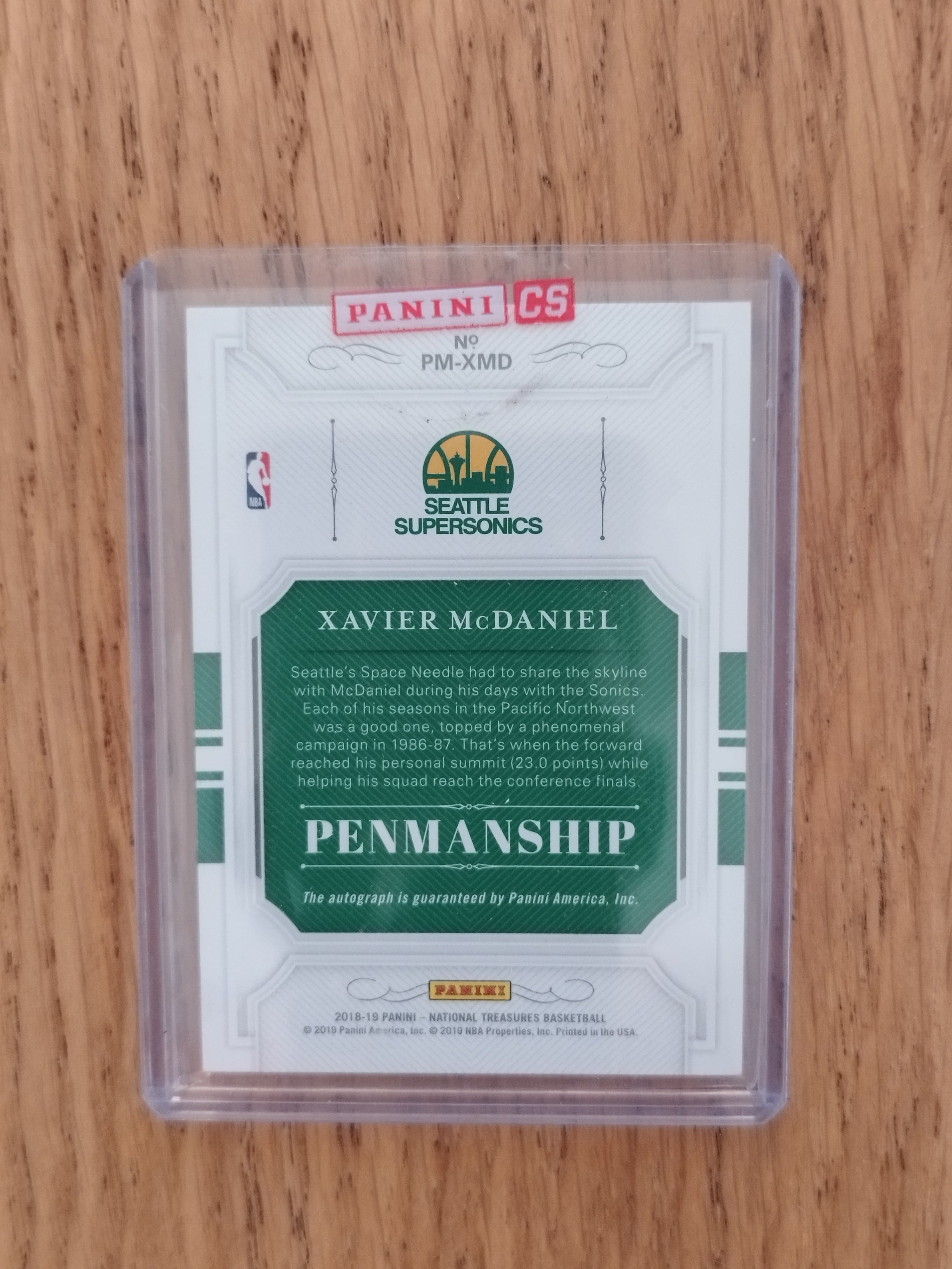 Xavier McDaniel — 2018-19 Panini National Treasures Penmanship Auto /25