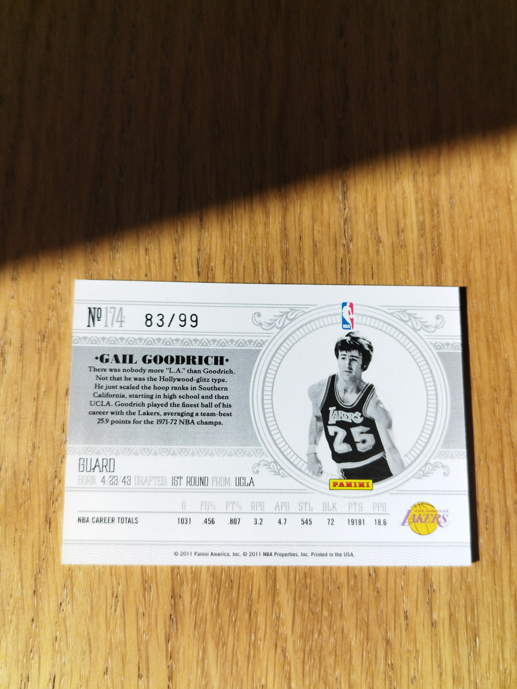 Gail Goodrich 2010-11 Playoff National Treasures Legend /99