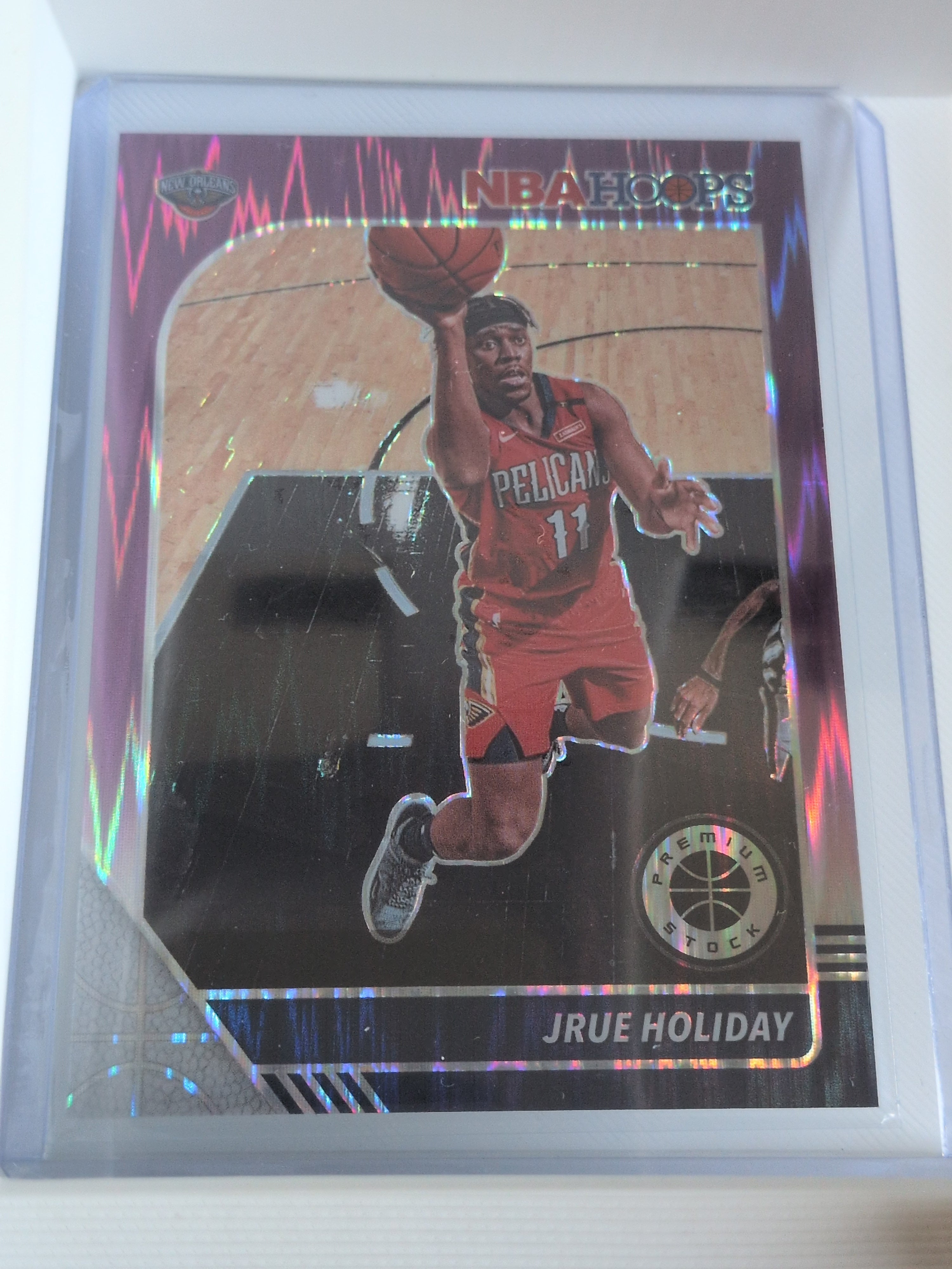 Jrue Holiday 2019-20 Panini NBA Hoops Premium Stock Base Purple Flash Prizm #118 /35