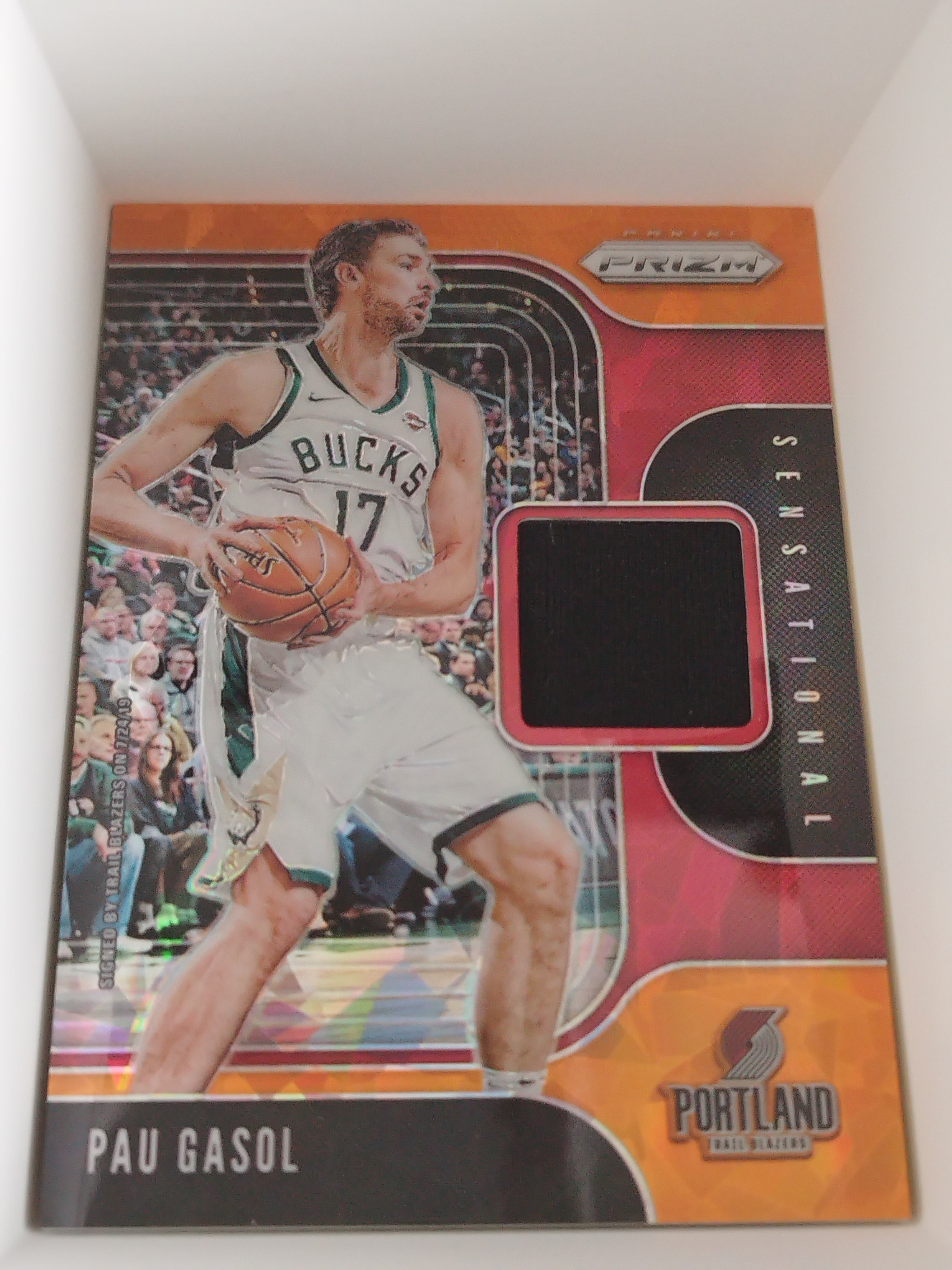 Pau Gasol 2019-20 Panini Prizm Sensational Swatches Jersey Orange Ice Prizm #SS-PAU