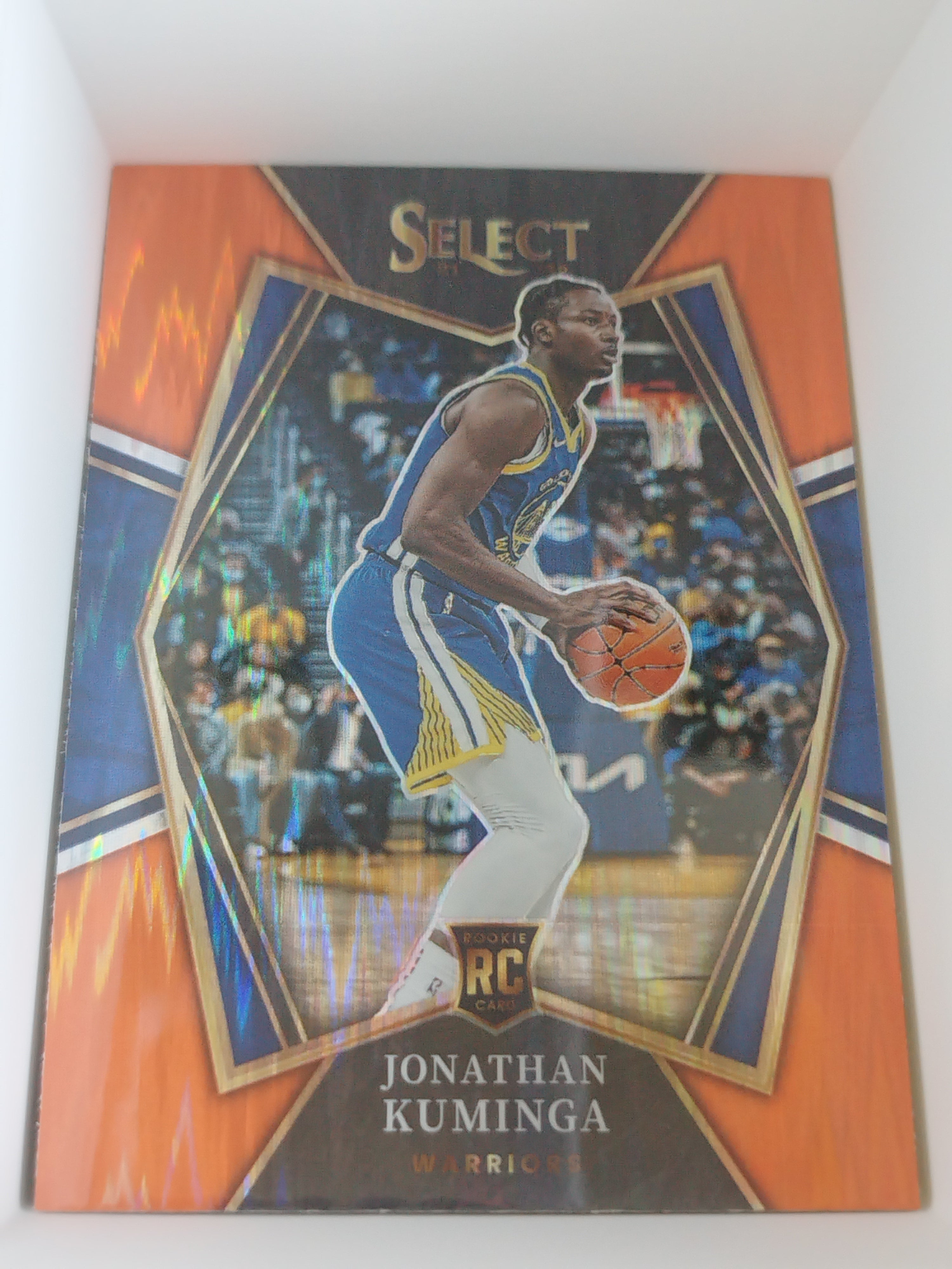 2021-22 Panini Select - Orange Flash Prizm #123 - Premier Level - Jonathan Kuminga