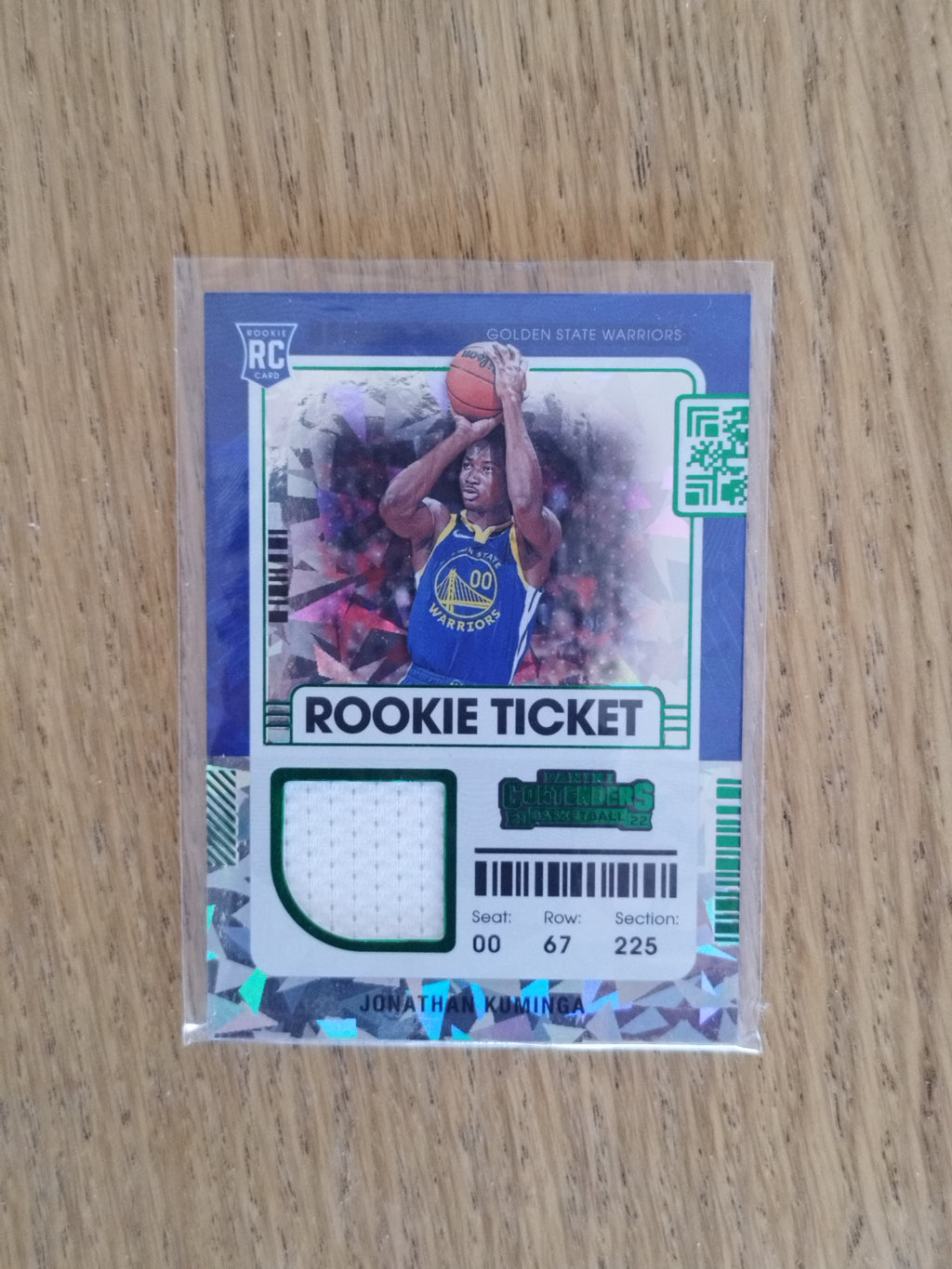 Jonathan Kuminga 2021-22 Panini Contenders Rookie Ticket Swatches Green Ice #RTS-JKU