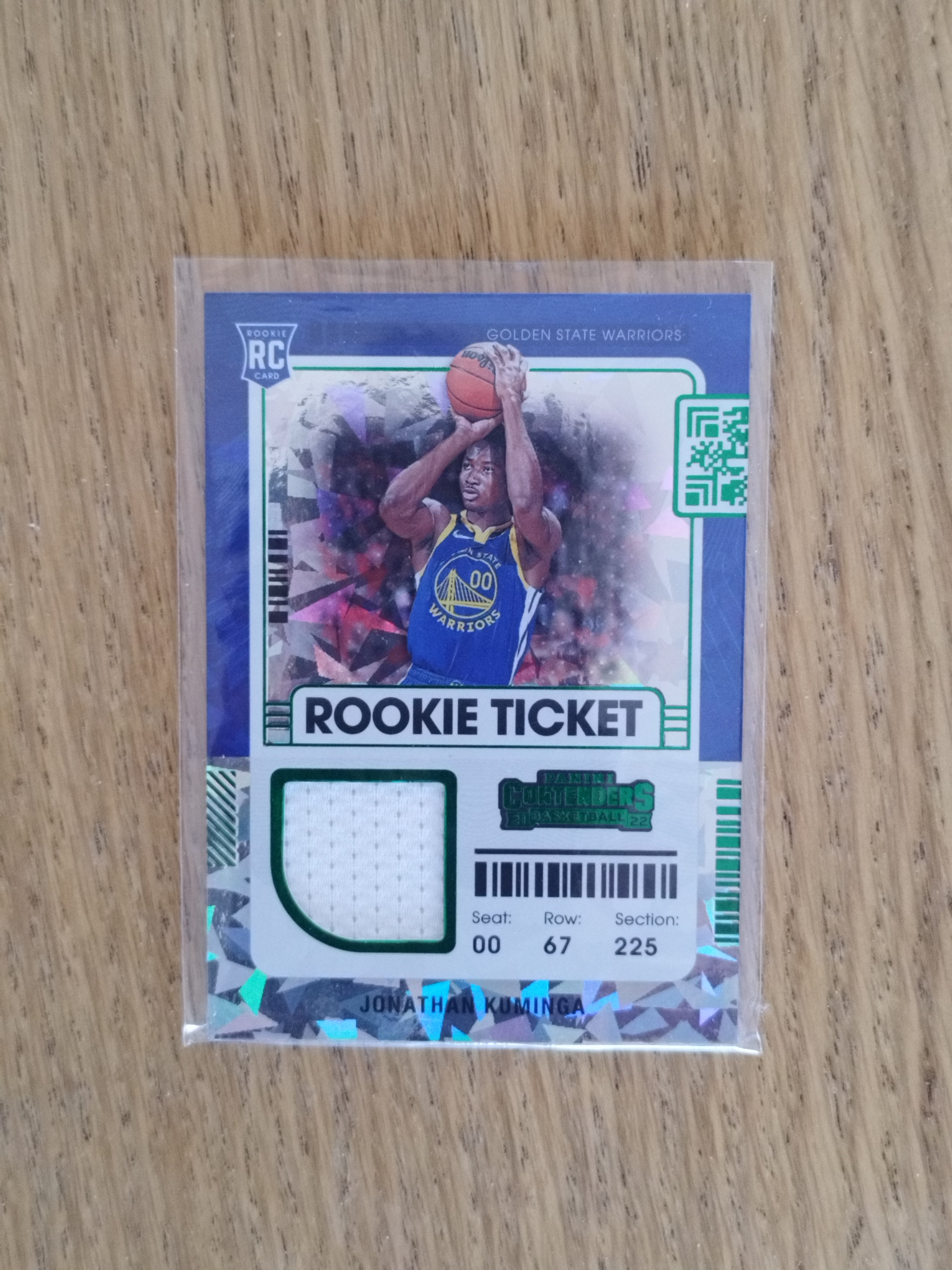 Jonathan Kuminga 2021-22 Panini Contenders Rookie Ticket Swatches Green Ice #RTS-JKU