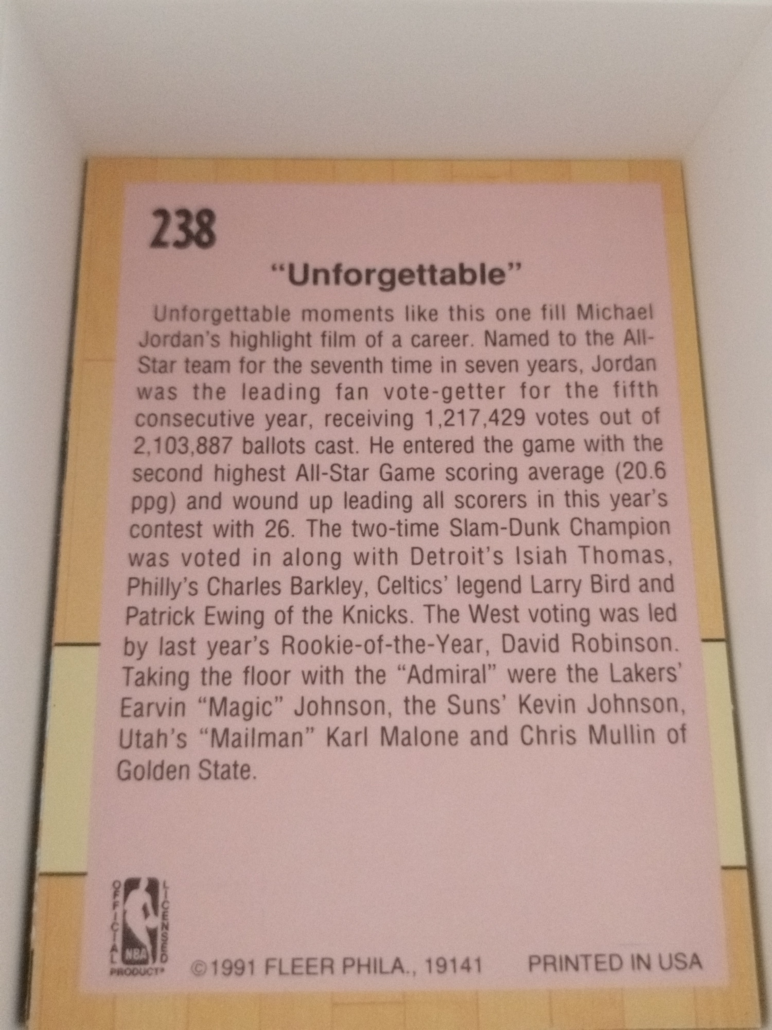 1991-92 Fleer #238 - 1991 All-Star Game - Unforgettable