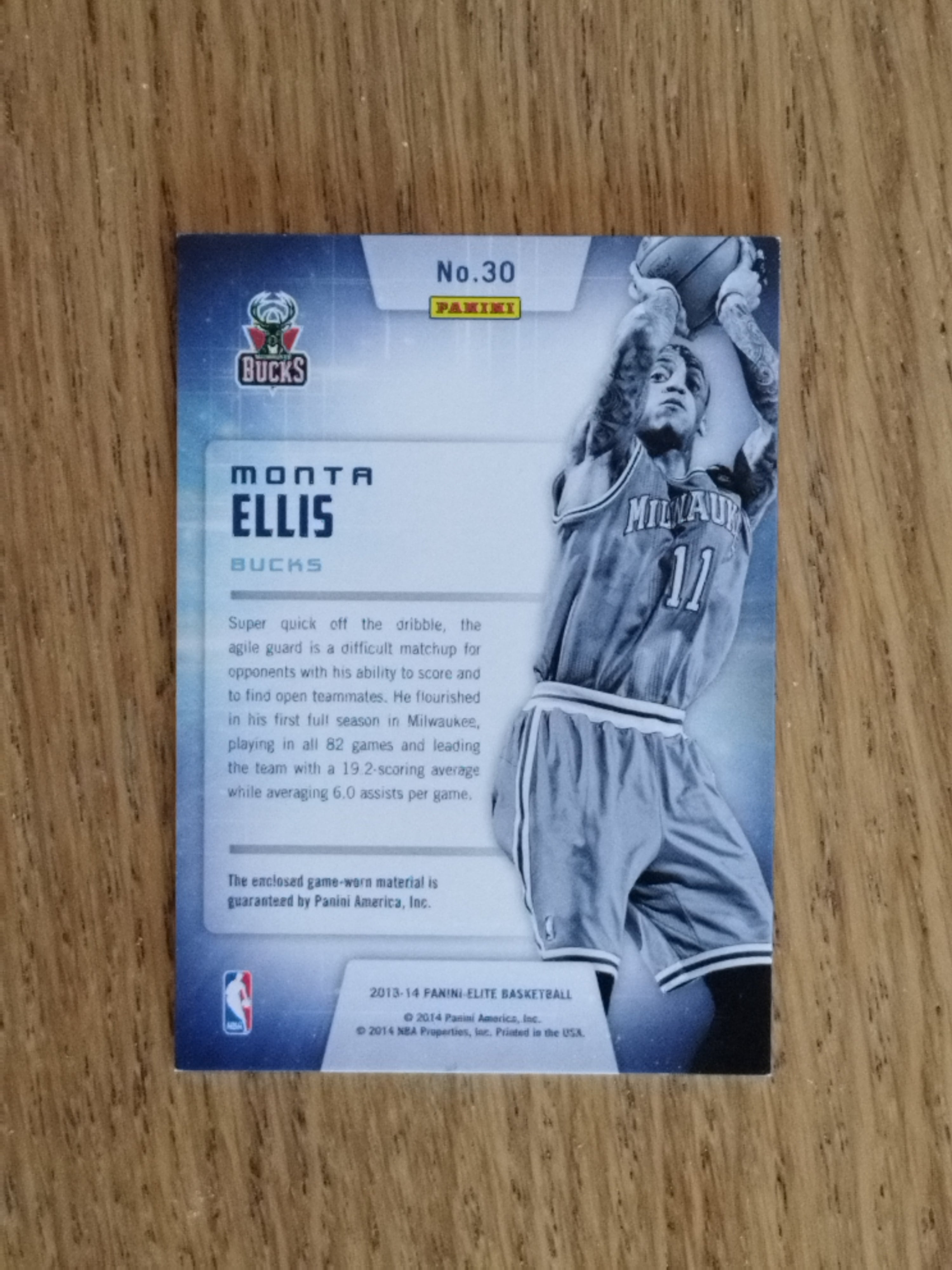 Monta Ellis 2013-14 Panini Elite Back to the Future Materials #30